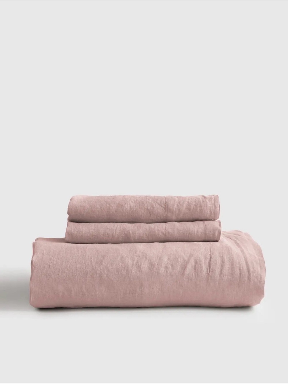 NWOT European Dusty Mauve Linen Queen Fitted Sheet Set - Retail 124